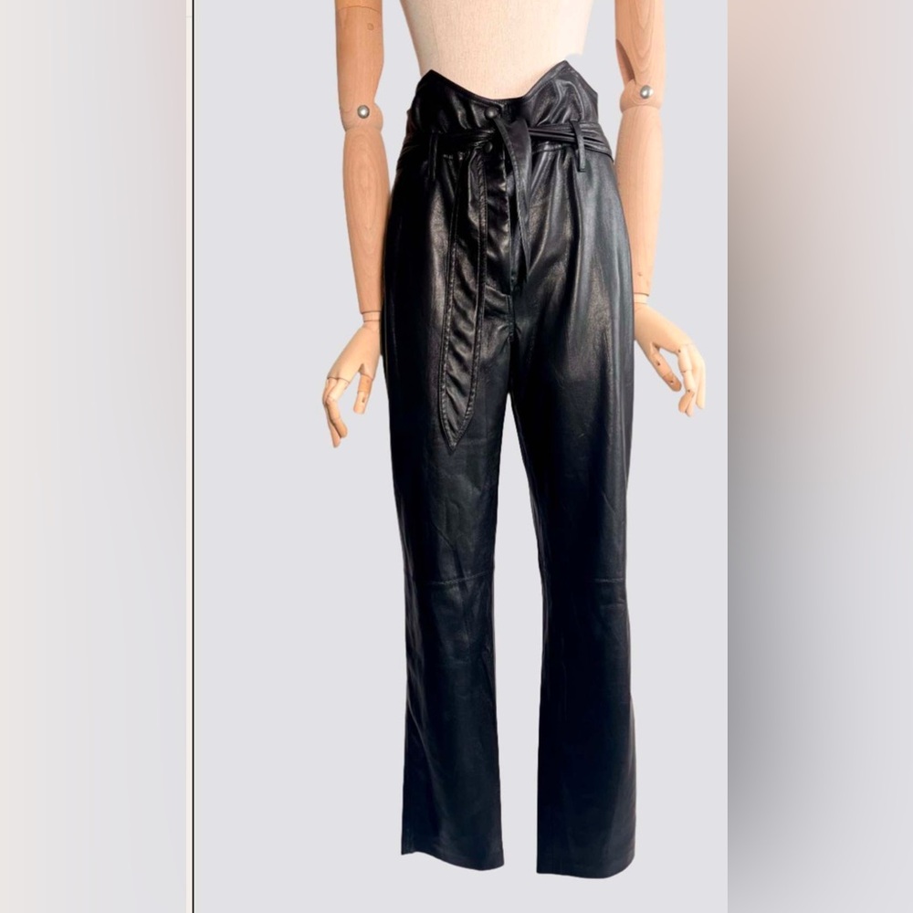 NANUSHKA HIGH WAISTED FAUX LEATHER PANTS -
BLACK